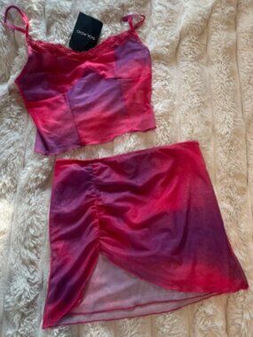 SOLADO Gradient Mesh Strap Skirt Set